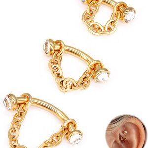 3 Pcs Stainless Steel Tragus Helix Rook Cartilage Piercing Jewelry